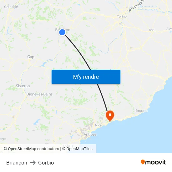 Briançon to Gorbio map