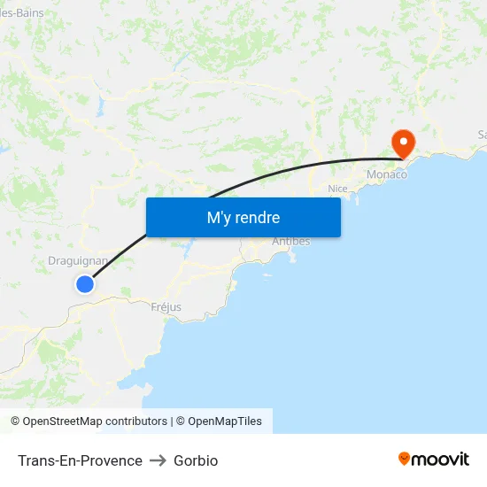Trans-En-Provence to Gorbio map