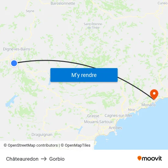 Châteauredon to Gorbio map