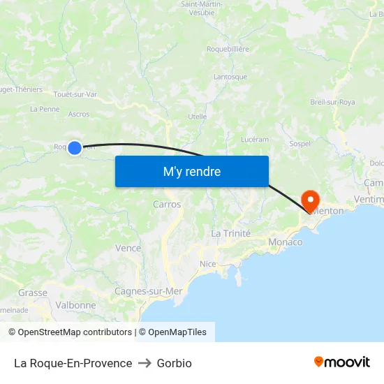 La Roque-En-Provence to Gorbio map