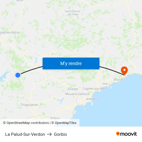 La Palud-Sur-Verdon to Gorbio map