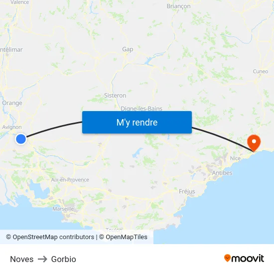Noves to Gorbio map