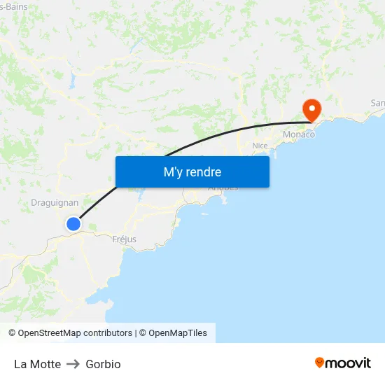 La Motte to Gorbio map