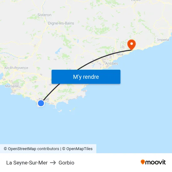 La Seyne-Sur-Mer to Gorbio map