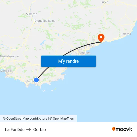 La Farlède to Gorbio map