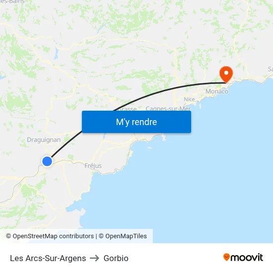 Les Arcs-Sur-Argens to Gorbio map