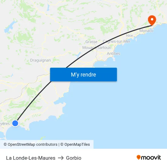 La Londe-Les-Maures to Gorbio map