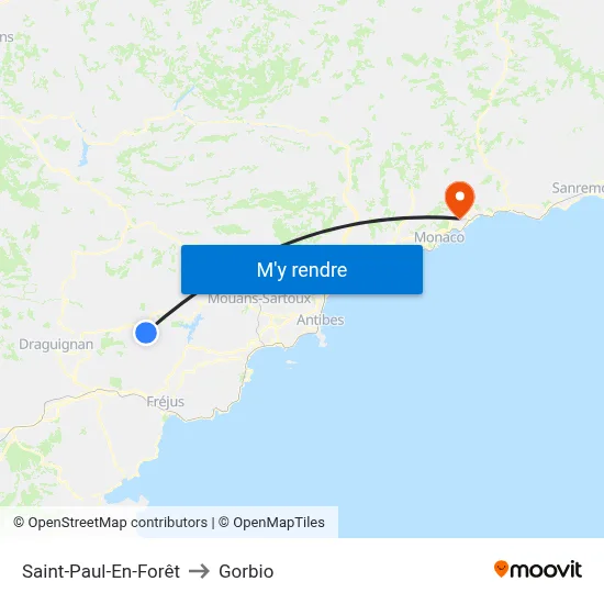 Saint-Paul-En-Forêt to Gorbio map