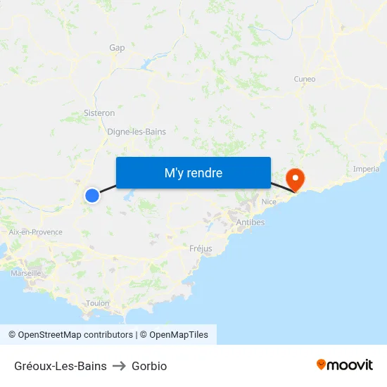 Gréoux-Les-Bains to Gorbio map