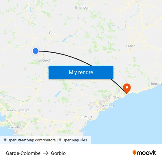 Garde-Colombe to Gorbio map