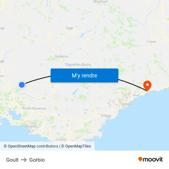 Goult to Gorbio map