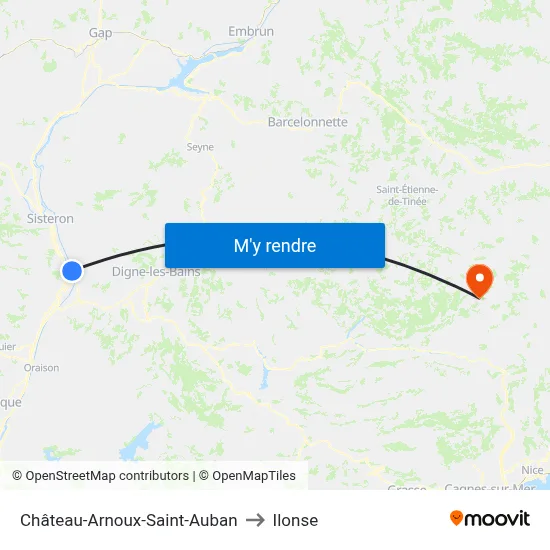 Château-Arnoux-Saint-Auban to Ilonse map