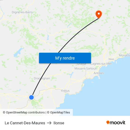 Le Cannet-Des-Maures to Ilonse map