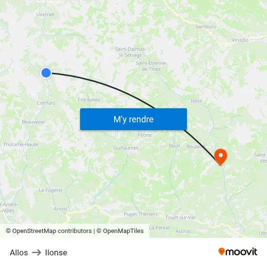 Allos to Ilonse map