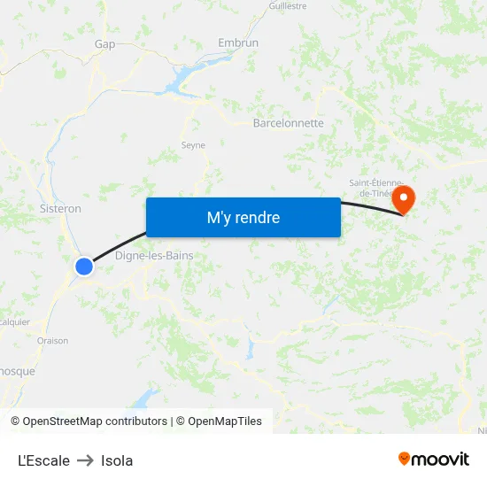 L'Escale to Isola map