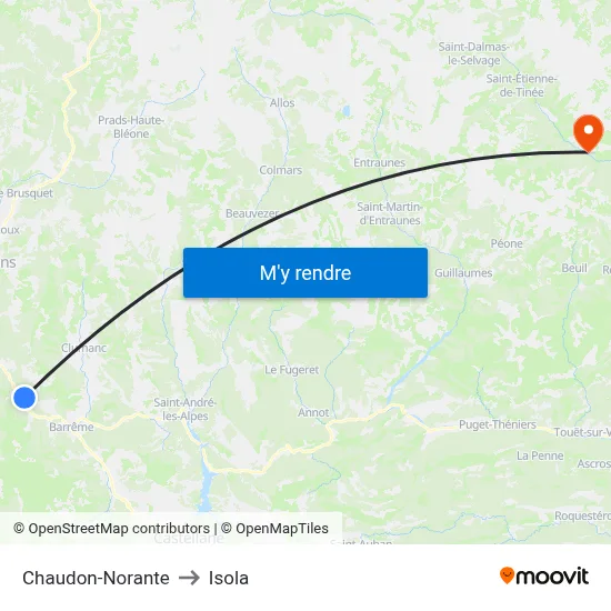 Chaudon-Norante to Isola map