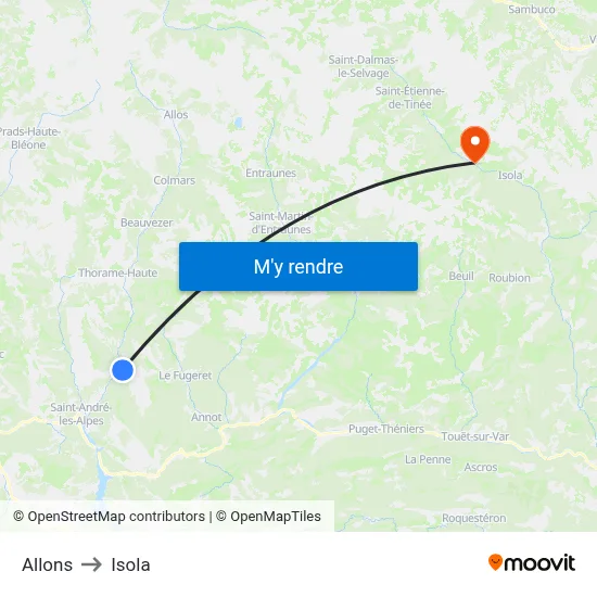 Allons to Isola map