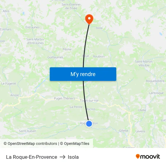La Roque-En-Provence to Isola map