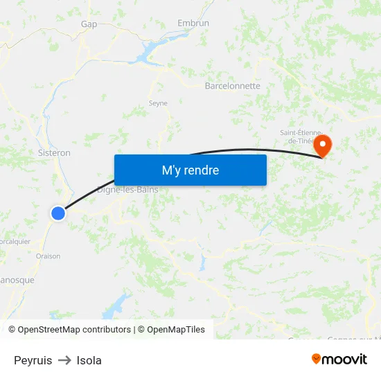 Peyruis to Isola map