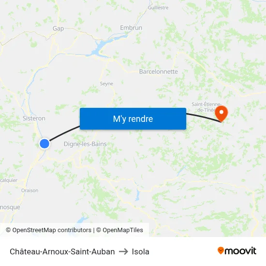Château-Arnoux-Saint-Auban to Isola map