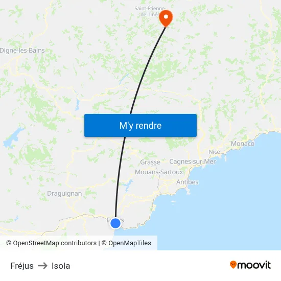 Fréjus to Isola map