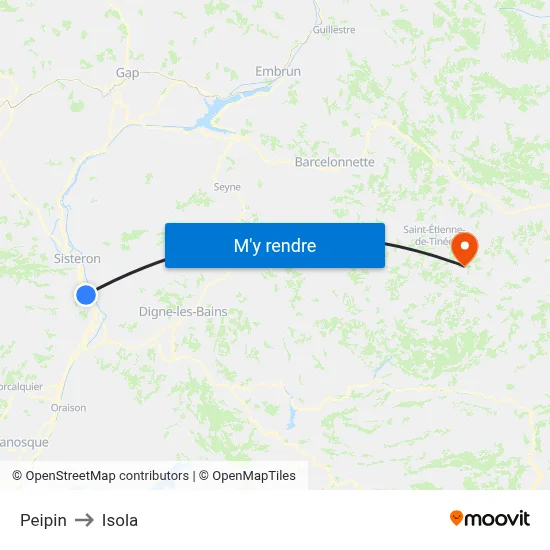 Peipin to Isola map