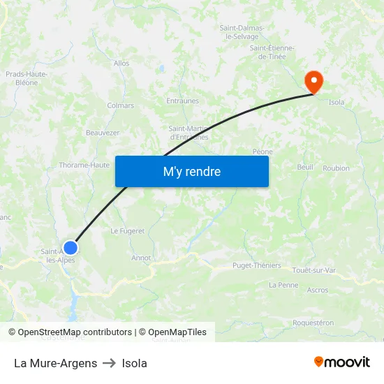 La Mure-Argens to Isola map