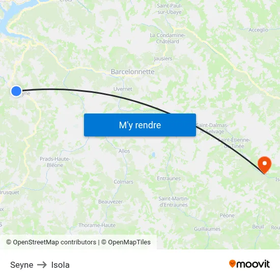 Seyne to Isola map