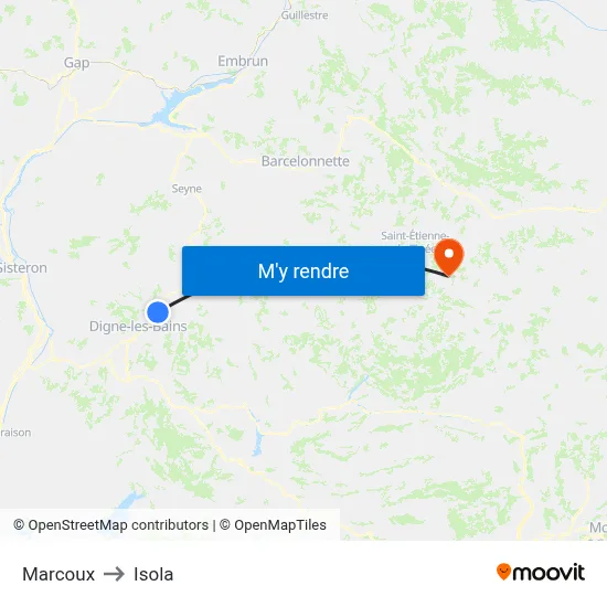 Marcoux to Isola map