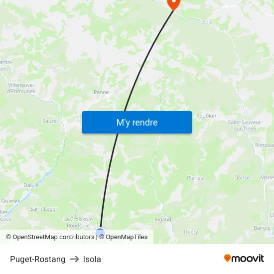 Puget-Rostang to Isola map