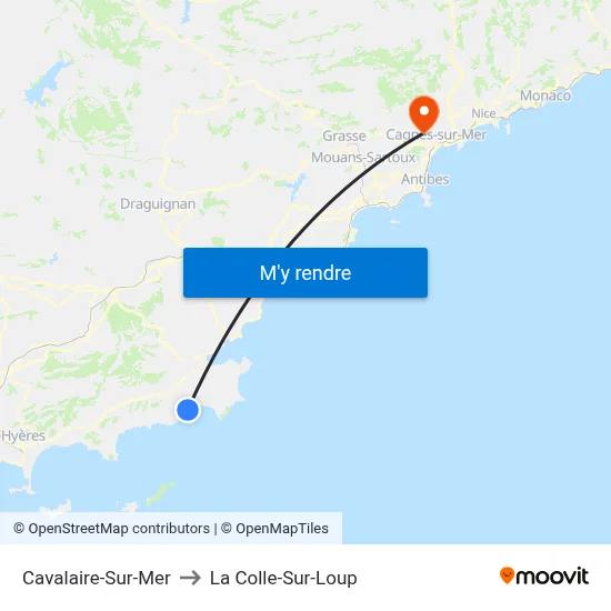 Cavalaire-Sur-Mer to La Colle-Sur-Loup map