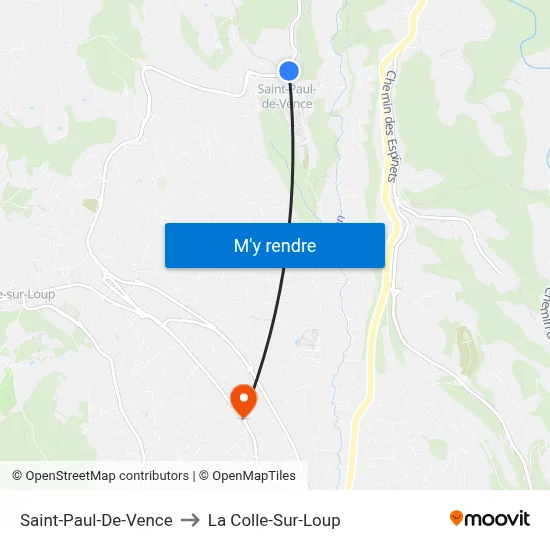 Saint-Paul-De-Vence to La Colle-Sur-Loup map