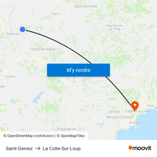 Saint-Geniez to La Colle-Sur-Loup map