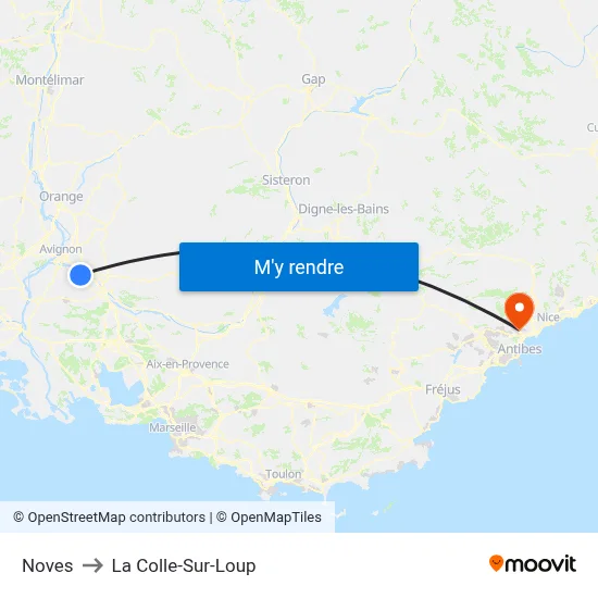 Noves to La Colle-Sur-Loup map