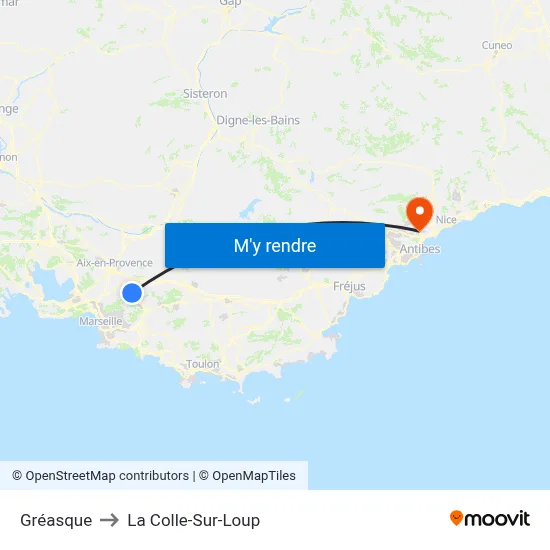 Gréasque to La Colle-Sur-Loup map