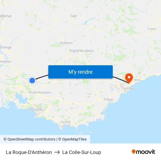 La Roque-D'Anthéron to La Colle-Sur-Loup map