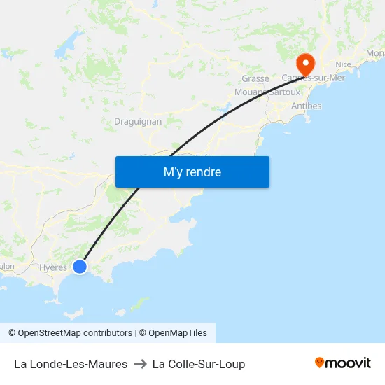 La Londe-Les-Maures to La Colle-Sur-Loup map