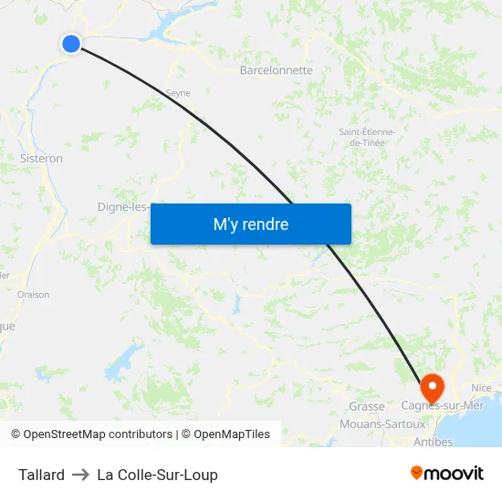 Tallard to La Colle-Sur-Loup map