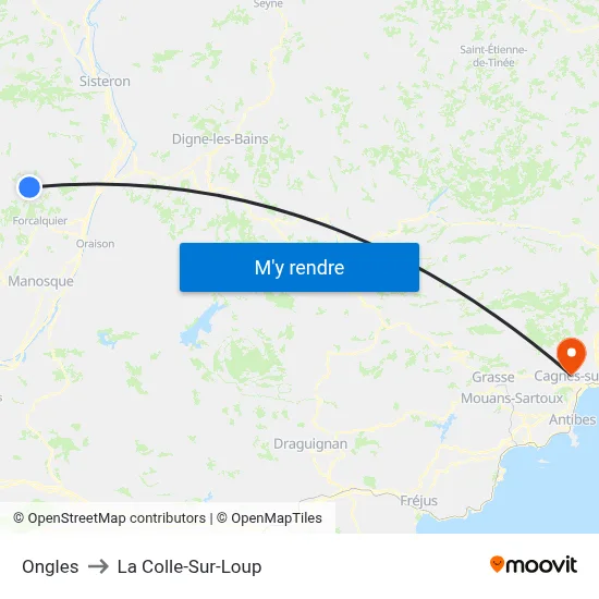 Ongles to La Colle-Sur-Loup map