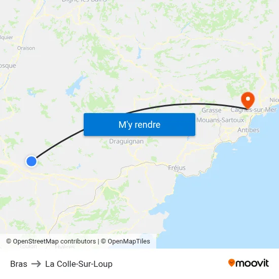 Bras to La Colle-Sur-Loup map