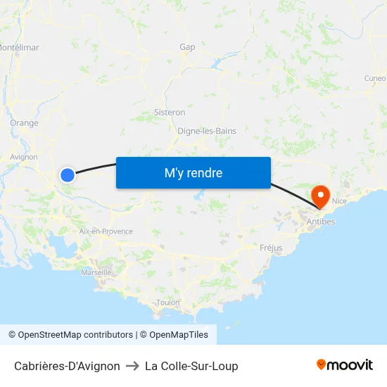 Cabrières-D'Avignon to La Colle-Sur-Loup map