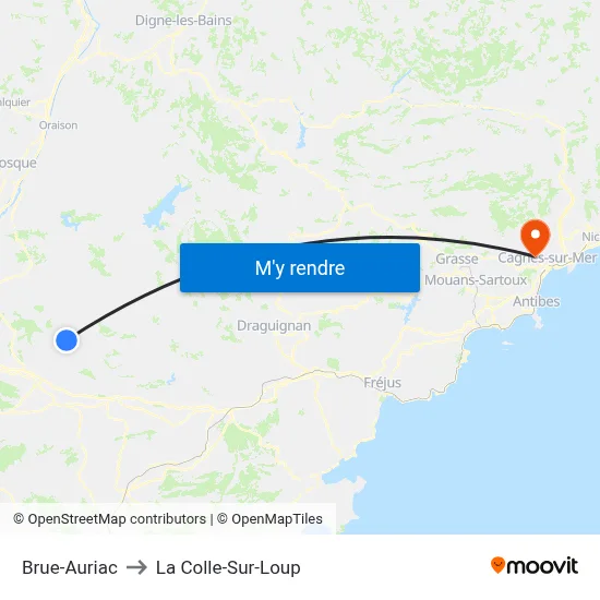 Brue-Auriac to La Colle-Sur-Loup map