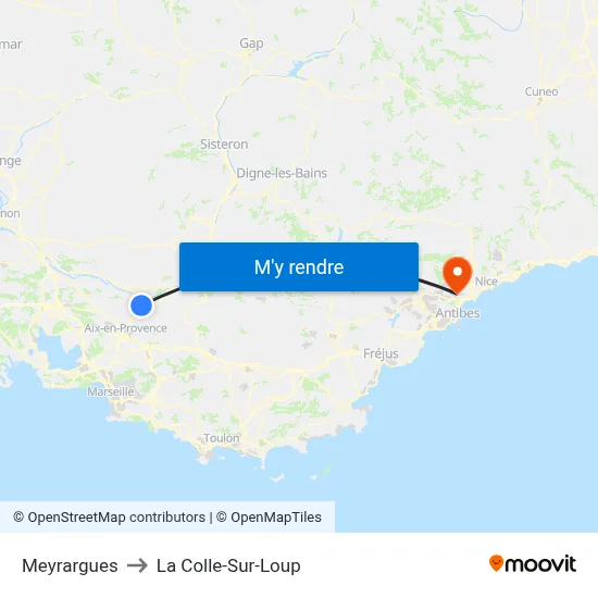Meyrargues to La Colle-Sur-Loup map