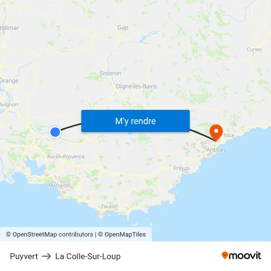 Puyvert to La Colle-Sur-Loup map