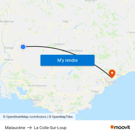 Malaucène to La Colle-Sur-Loup map