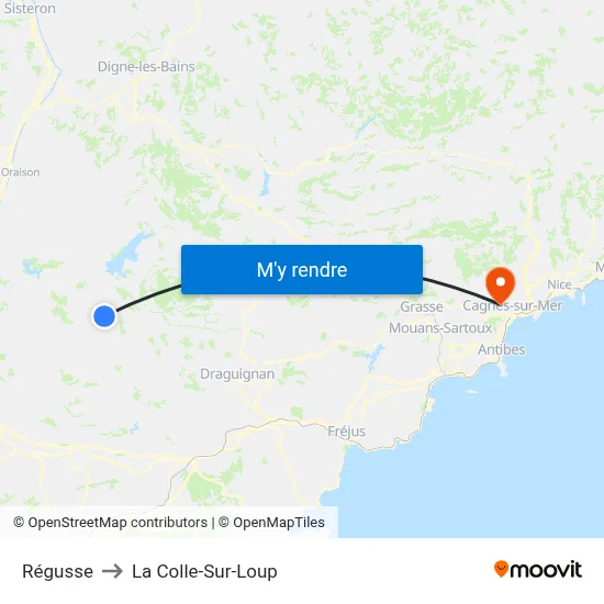 Régusse to La Colle-Sur-Loup map