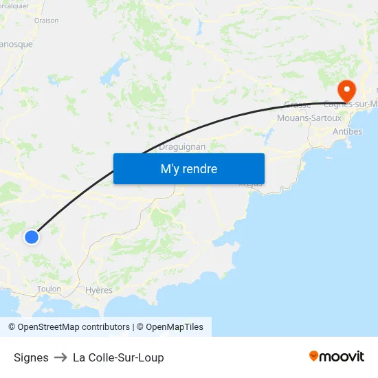 Signes to La Colle-Sur-Loup map
