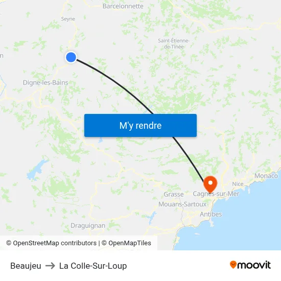 Beaujeu to La Colle-Sur-Loup map