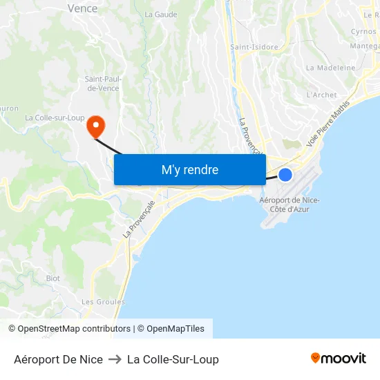 Aéroport De Nice to La Colle-Sur-Loup map