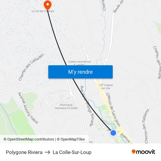 Le Gué / Polygone Riviera to La Colle-Sur-Loup map